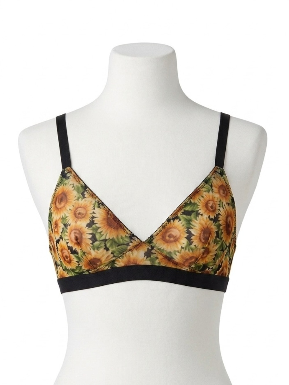 Mesh Sunflower Criss-Cross Bralette Sheer Triangle Bra Size S Indie Festival Y2K